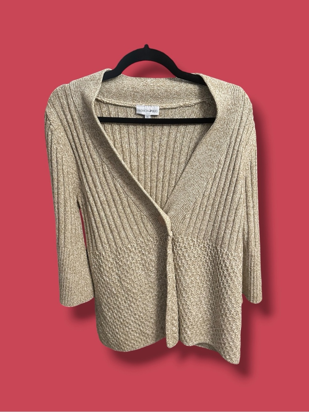 Fashion Bug Metallic Gold Ribbed Open Cardigan